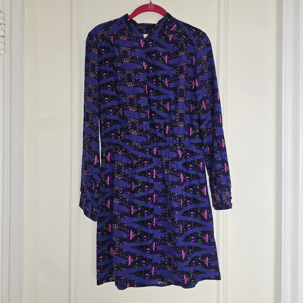 Amanda Uprichard Purple Silk "Aztec" Print Dress - Size Med - Picture 5 of 16
